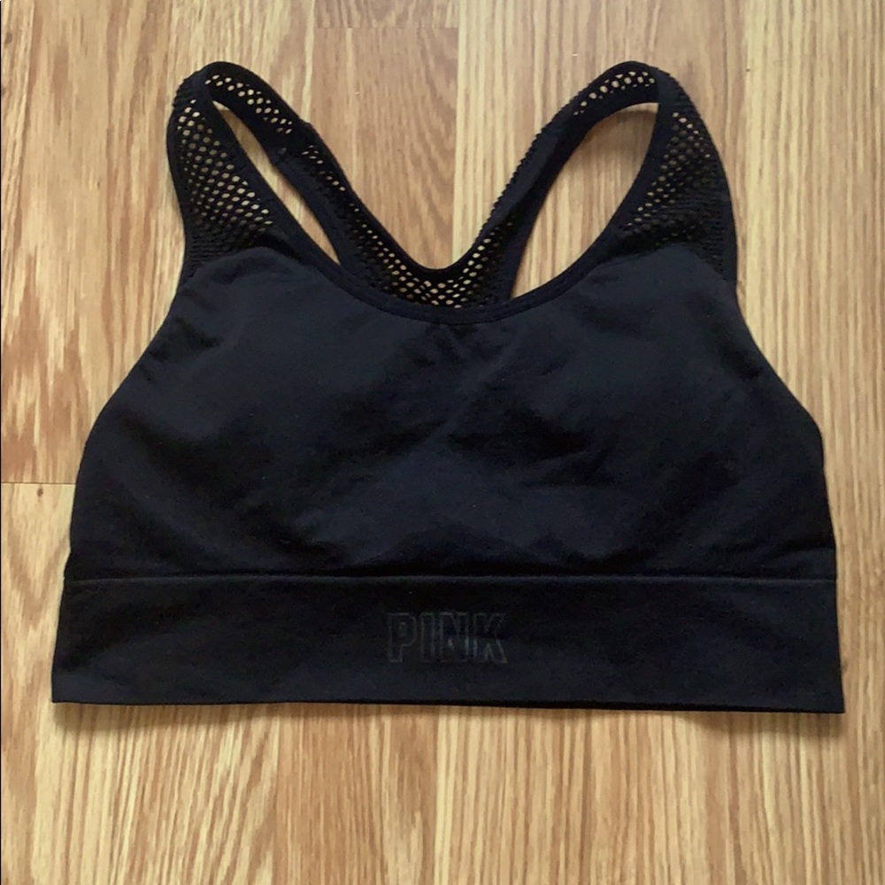 VS Pink Women’s Sports Bra (Mesh, Black), Size S